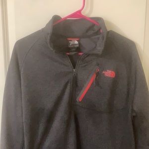Red and Grey North face 1/4 zip